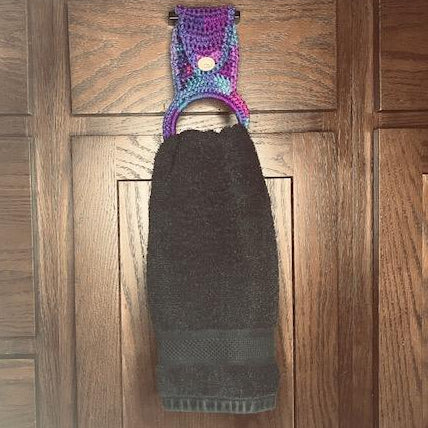PURPLE DEMASK TOWEL HANGER