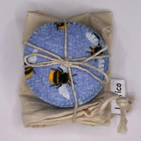 REUSABLE COTTON ROUNDS-BLUE BEES