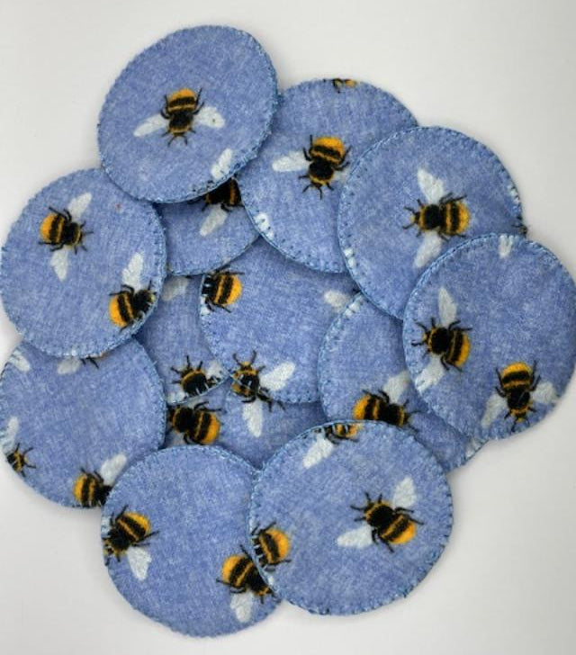 REUSABLE COTTON ROUNDS-BLUE BEES